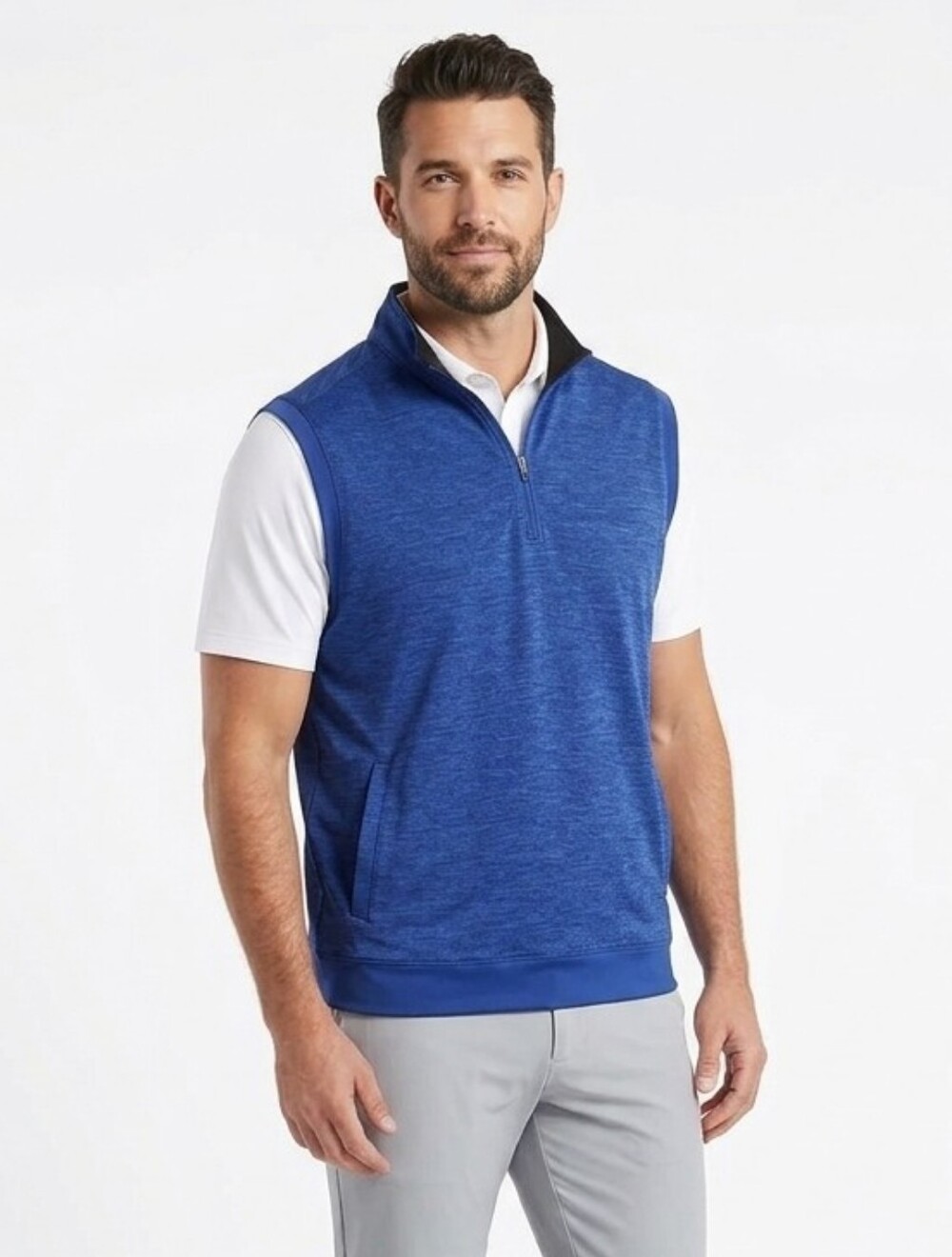 PGA Tour Men's Sleeveless Quarter-Zip Golf Vest in Royal Blue XXL